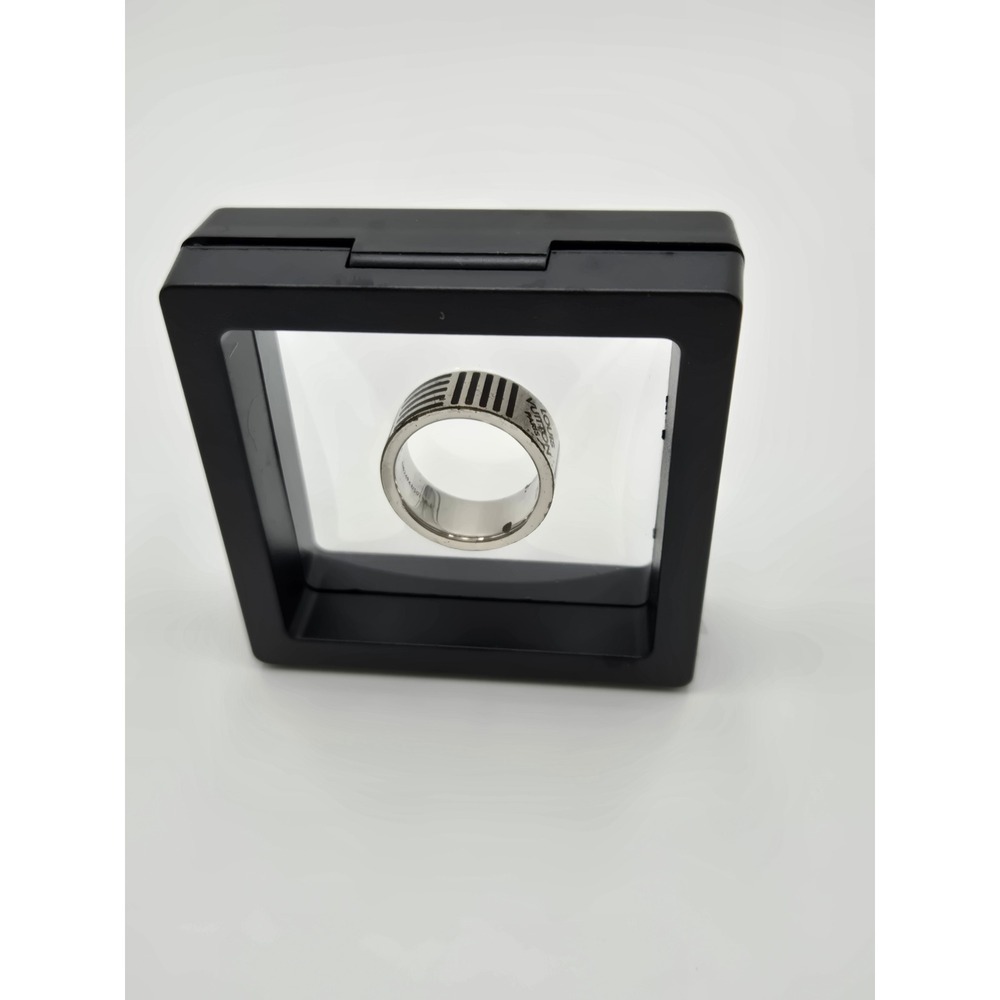 Louis Vuitton Damier Black Silver Tone Ring M62494 US0118 Size 9.5 Mens Band - Picture 6 of 10